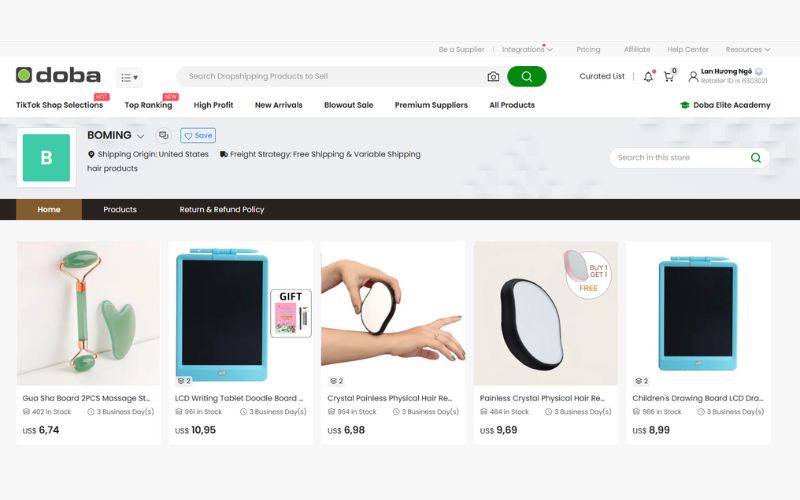 Hướng dẫn tìm nguồn hàng Dropshipping trên Doba