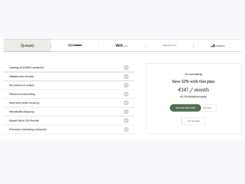 Mua gói Dropshipping trên BrandsGateway