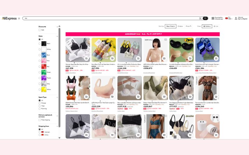 làm Dropshipping sản phẩm áo ngực