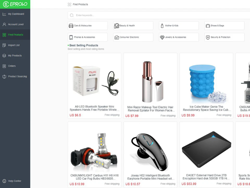 EPROLO dành cho những seller muốn phân phối các phụ kiện xe đơn giản