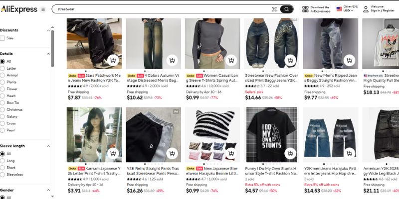 AliExpress - nguồn hàng Dropshipping thời trang đường phố