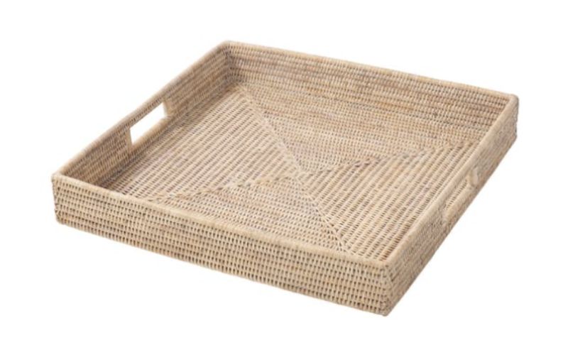 Square woven rattan tray