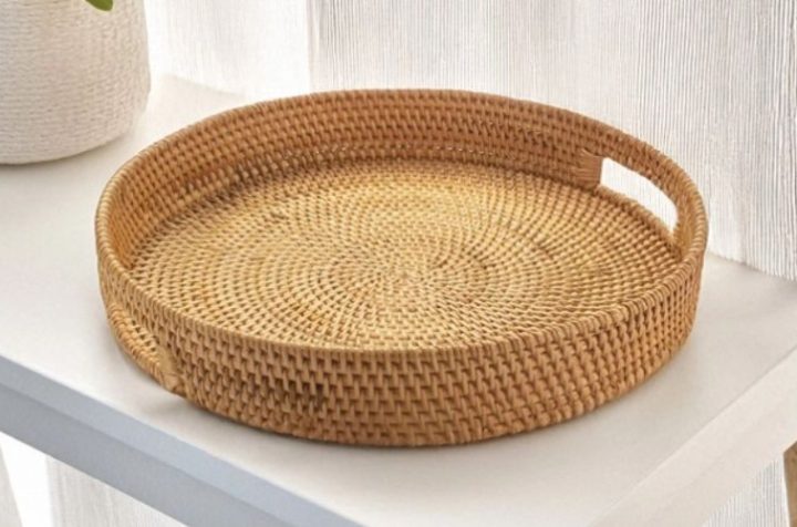 woven rattan tray
