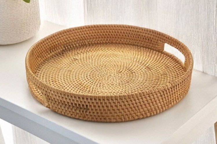 woven rattan tray