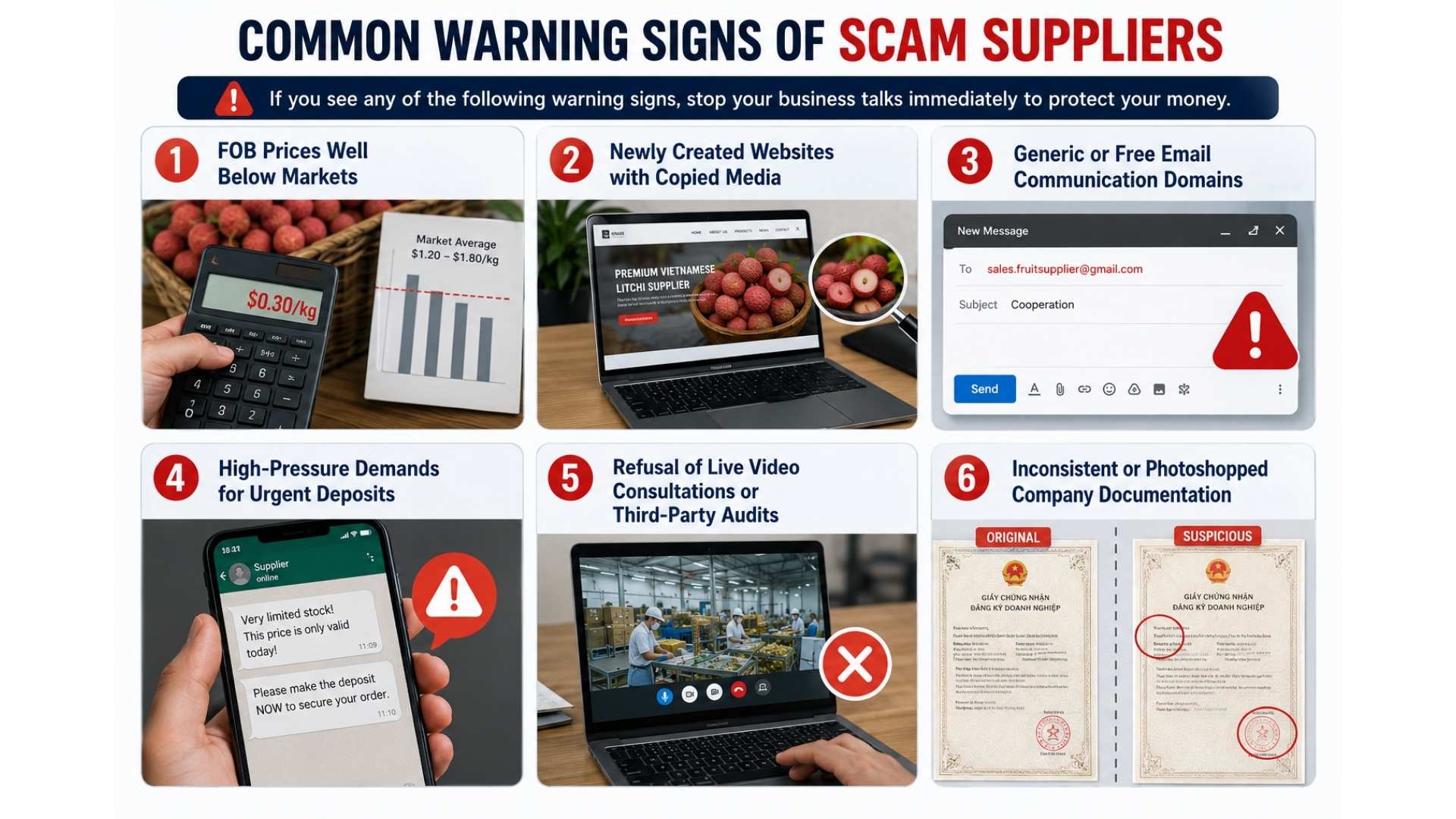 scam supplier signs